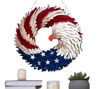 US Flag Bald Eagle Wreath | Garland Decoration | Handcrafted Patriotic US 2D Brave Wings, Wooden Door Sign Patriotic Door Wreath For Home, House