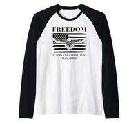 US Freedom Terms & Conditions May Apply American Flag Eagle Camiseta Manga Raglan