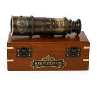 US HANDICRAFTS Dollond London 1920 Marine Collectible Dã©Cor Nautical Spyglass - Telescopio Pirata de latón Macizo de 15 Pulgadas con Caja de Madera corrugada.