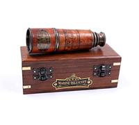 US HANDICRAFTS Telescopio Hecho a Mano | con Caja | réplica Funcional Vintage de latón náutico Antiguo telescopio | Espía náutica de latón y decoración Coleccionable de 15 Pulgadas