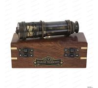 US HANDICRAFTS Telescopio Náutico Vintage de latón con Caja de Madera - Telescopio Nautico Capitán Spyglass