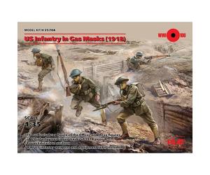 US Infantería IN Gas Máscaras (1918) Maqueta Figura