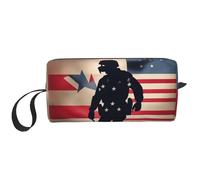 US Military Soldiers - Bolsa de almacenamiento patriótica para el Día de los Caídos, pequeña bolsa de maquillaje para bolso, bolsa de maquillaje de viaje, mini bolsa de cosméticos para hombre, Día
