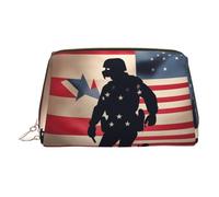US Military Soldiers - Organizador de maquillaje patriótico para el Día de los Caídos, listo para viajar, bolsa de aseo portátil para mujer, Gold, Talla única, Neceser
