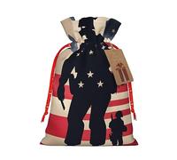 US Military Soldiers Patriotic Memorial Day Bolsas de regalo de tela con cordón, bolsas de regalo festivas para el hogar y la oficina