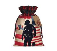 US Military Soldiers Patriotic Memorial Day Patchwork Bolsas de regalo de arpillera, bolsas de regalo de tela de calidad, ideales para vacaciones y ocasiones especiales