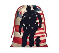 US Military Soldiers Patriotic Memorial Day Print Bolsas de regalo de varios tamaños, bolsas de regalo con cordón para mujeres, Navidad, cumpleaños, reutilizables
