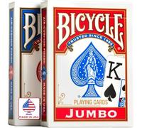Us Playing Card Co.- Bicycle Jumbo Standard Index Juego de cartas, 2 barajas de póquer, rojo y azul, acabado de cojín de aire, profesional, excelente manejo y durabilidad, Color rosso, poker (1004949)