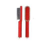 (US Plud,Red)Negative-ion Electric Hair Straightener Curler Lazy Comb Hot Flat Artifact Brush
