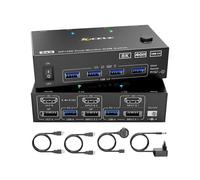 (US Plug, Not Specified) KC-KVM8202DH 8K 60Hz HDMI and DP and USB3.0 Dual Monitor KVM Switch