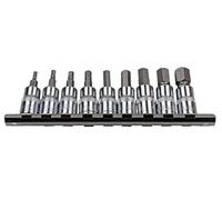 US PRO 3385 9pc 3/8" dr SAE/Imperial Hex, Allen bit Socket Rail, Plata