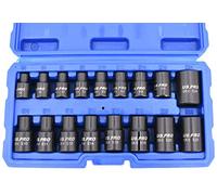 US Pro Impact E Torx Star - Juego de 17 llaves de vaso hembra E5 a E24 de 3/8 y 1/2 pulgadas
