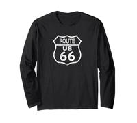 US Route 66 Historical Sign - Distressed Road Trip Design Manga Larga