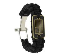 US Spirit Paracord Bracelet for Men - Bronze Flag Parachute Cord Wristband | Strong Nylon Umbrella Cord with Zinc Alloy Adjustable Turnbuckle and Copper Alloy Flag, Outdoor Adventure Survival