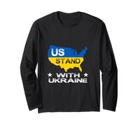 US Stand con Ucrania EE.UU. Apoyo Ucrania Paz Ucrania Manga Larga