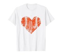 US State City by The Bay Baseball Vintage Heart Camiseta gráfica económica, Hombre, Blanco, M