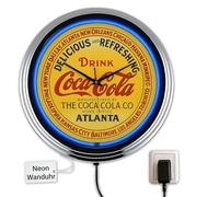 US-Way.de Reloj de neón Coke-Atlanta WallClock decorativo con diseño de los Estados Unidos de los 50 años