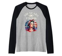 USA 250 Aniversario Celebra Patriótica Vintage Mujer Camiseta Manga Raglan
