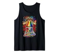 USA 250 Aniversario LGBT Rainbow Liberty Bell Camiseta sin Mangas
