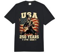 USA 250º Patriótico Abraham Lincoln Tocando Guitarra Rock Comfort Colors Adult Heavyweight T-Shirt