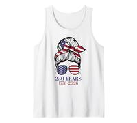 USA 250 Years American Flag Gafas de Sol Mujer Messy Bun Camiseta sin Mangas