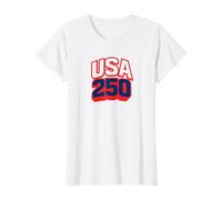 USA 250th 1776-2026 Patriotic American Freedom 4 de Julio Camiseta gráfica económica, Mujer, Blanco, L