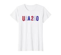 USA 250th 1776-2026 Patriotic American Freedom 4 de Julio Camiseta gráfica económica, Mujer, Blanco, L