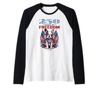 USA 250th Anniversary Celebra Cool Patriotic Boxer Puppy Camiseta Manga Raglan