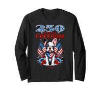 USA 250th Anniversary Celebra Cool Patriotic Boxer Puppy Manga Larga
