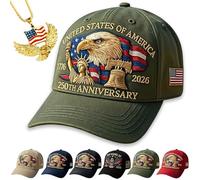 USA 250th Anniversary Hat, Eagle & Liberty - United States 250th Anniversary Hat, Adjustable Retro Washed Cap for Men Women (Green)