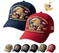 USA 250th Anniversary Hat, Eagle & Liberty - United States 250th Anniversary Hat, Adjustable Retro Washed Cap for Men Women (2E)