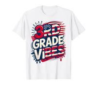 USA 3er Grade Vibes First Day US Flag Teacher Besties DIY Camiseta gráfica económica, Hombre, Blanco, L