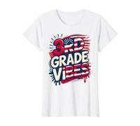 USA 3er Grade Vibes First Day US Flag Teacher Besties DIY Camiseta gráfica económica, Mujer, Blanco, S