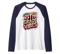USA 8th Grade Vibes First Day America Teacher Besties Squad Camiseta Manga Raglan