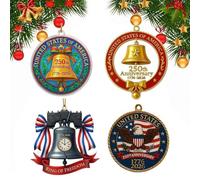 USA - Adorno conmemorativo del 250 aniversario de Estados Unidos, adornos patrióticos Gif L7X6, aniversarios de árbol para Navidad