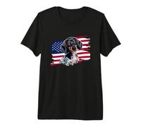 USA American Flag 4th July Patriotic Piebald Dachshund Lover Camiseta Premium
