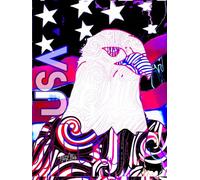 USA, American Flag, Bald Eagle, USA 200 Star-Detailed Page, 8x11, Patriotic Hardcover Journal, Art Pad, Sketchbook, Drawing Book: Created With ... By: Artist Mary Elisabeth Linder @ MaryEMade