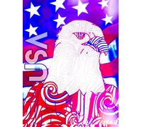 USA, American Flag, Bald Eagle, USA 200 Star-Detailed Page, 8x11, Patriotic Hardcover Journal, Art Pad, Sketchbook, Drawing Book: Created With ... By: Artist Mary Elisabeth Linder @ MaryEMade