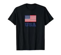 USA American Flag Patriotic Camiseta gráfica económica, Hombre, Negro, L