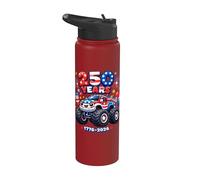 USA Anniversary 250 Monster Truck 250th America 4 de julio Stainless Steel Insulated Water Bottle