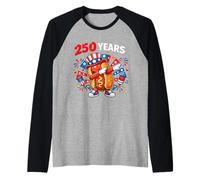 USA Anniversary Dabbing Hotdog Bun 250th America 4 de Julio Camiseta Manga Raglan