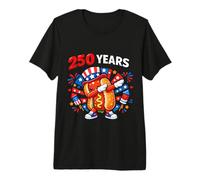 USA Anniversary Dabbing Hotdog Bun 250th America 4 de Julio Camiseta Premium