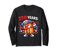USA Anniversary Dabbing Hotdog Bun 250th America 4 de Julio Manga Larga
