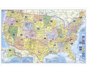 USA Bundesstaaten mit Postleitzahlen 1:12000000: Wandkarte- Poster. Laminiert, bescreib- und abwischbar, besonders reißfest