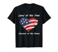 USA Corazón - Land of The Free Because of The Brave Camiseta