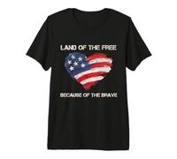 USA Corazón - Land of The Free Because of The Brave Camiseta Premium