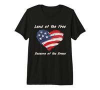 USA Corazón - Land of The Free Because of The Brave Camiseta Premium
