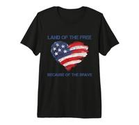USA Corazón - Land of The Free Because of The Brave Camiseta Premium