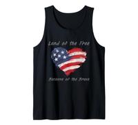 USA Corazón - Land of The Free Because of The Brave Camiseta sin Mangas