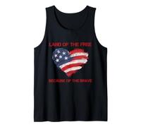 USA Corazón - Land of The Free Because of The Brave Camiseta sin Mangas